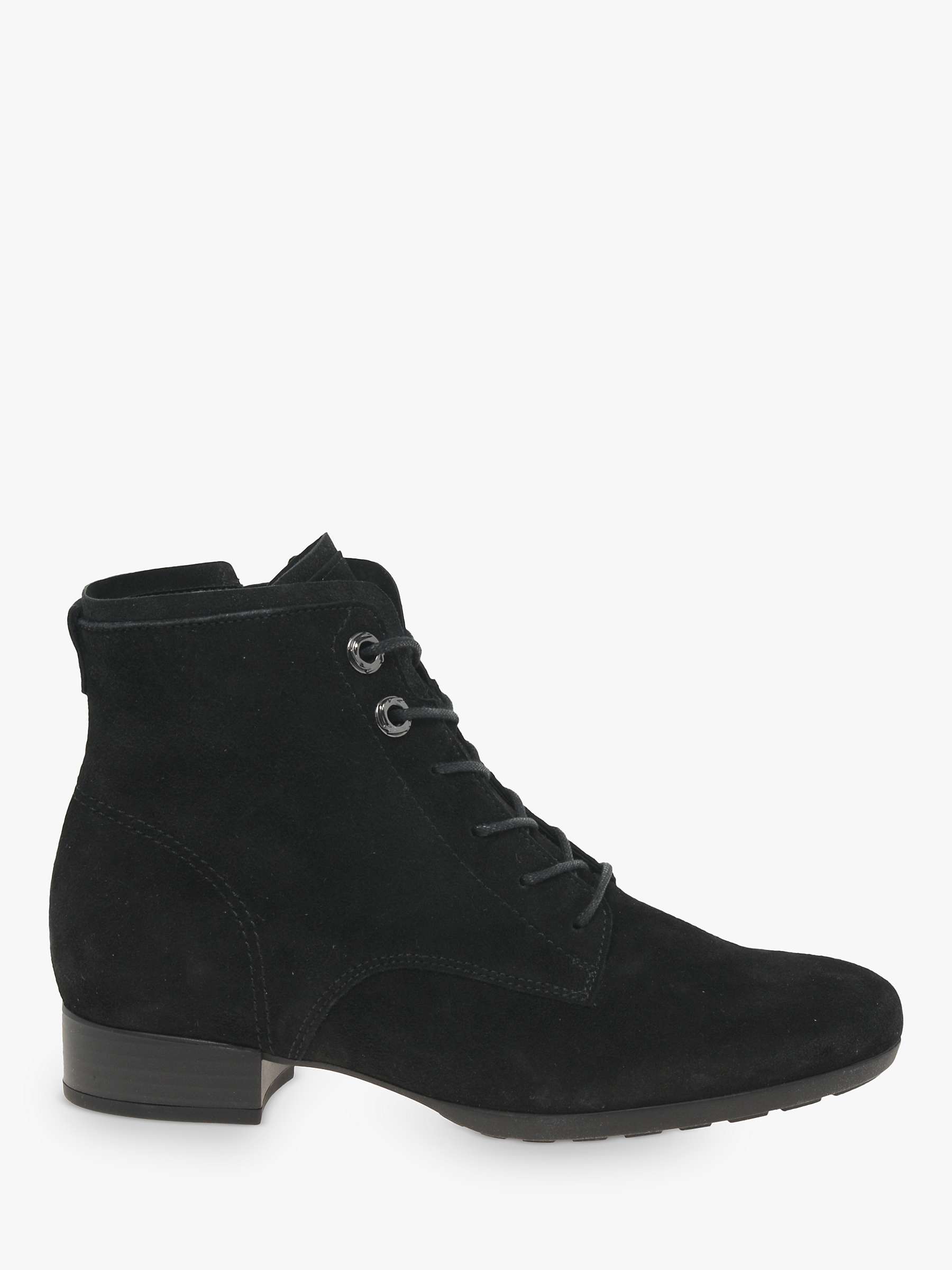 Gabor Boat Wide Fit Suede Lace Up Ankle Boots, Black at John Lewis ...