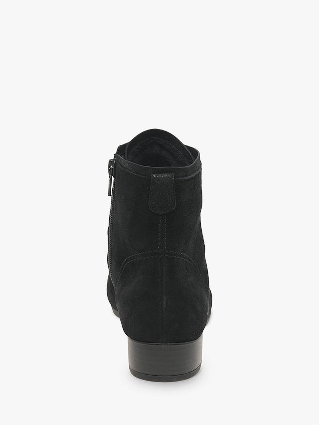 Gabor Boat Wide Fit Suede Lace Up Ankle Boots, Black at John Lewis ...
