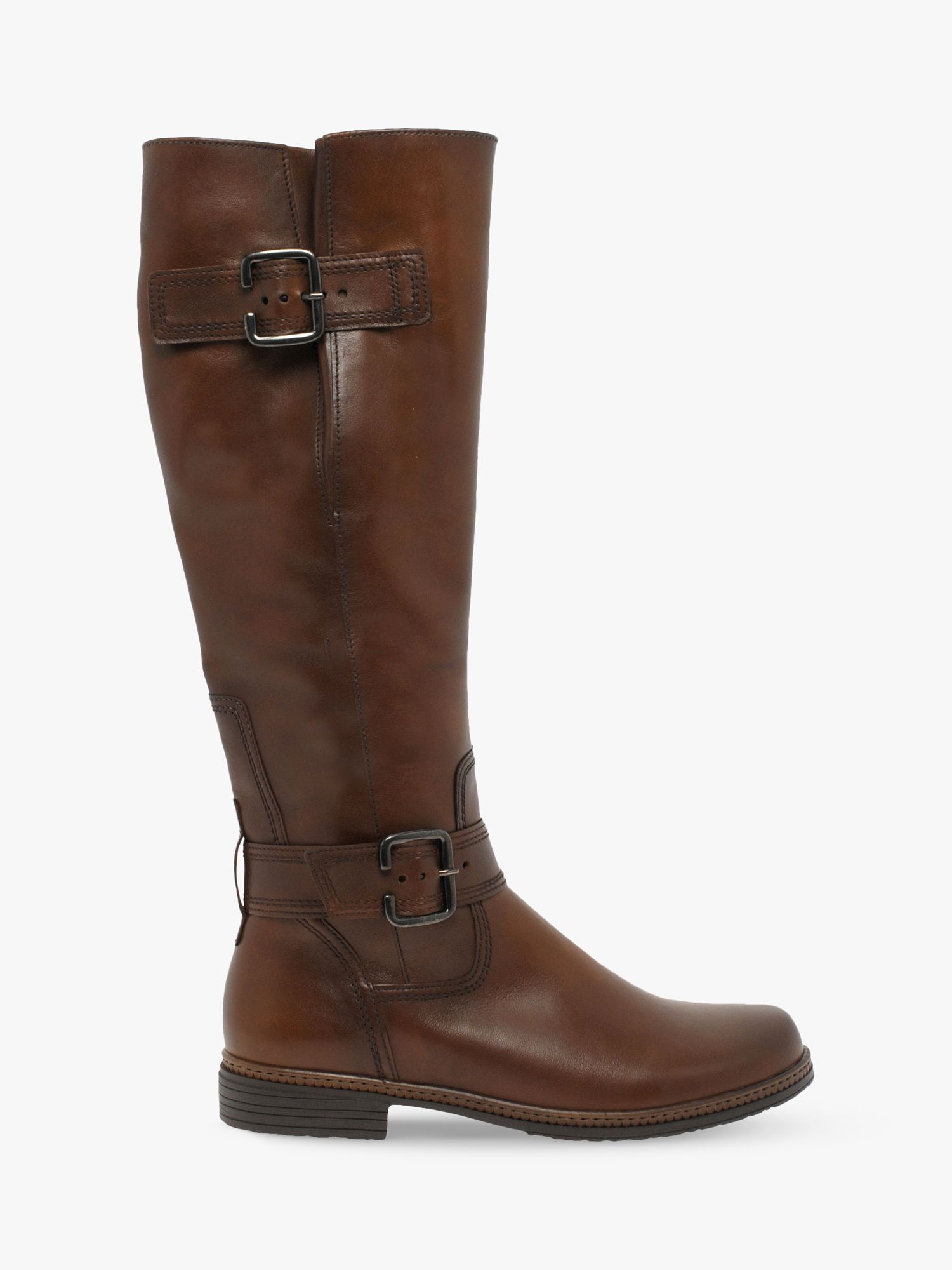 Gabor Nevada Leather Buckle Detail Knee High Boots, Tan at John Lewis ...
