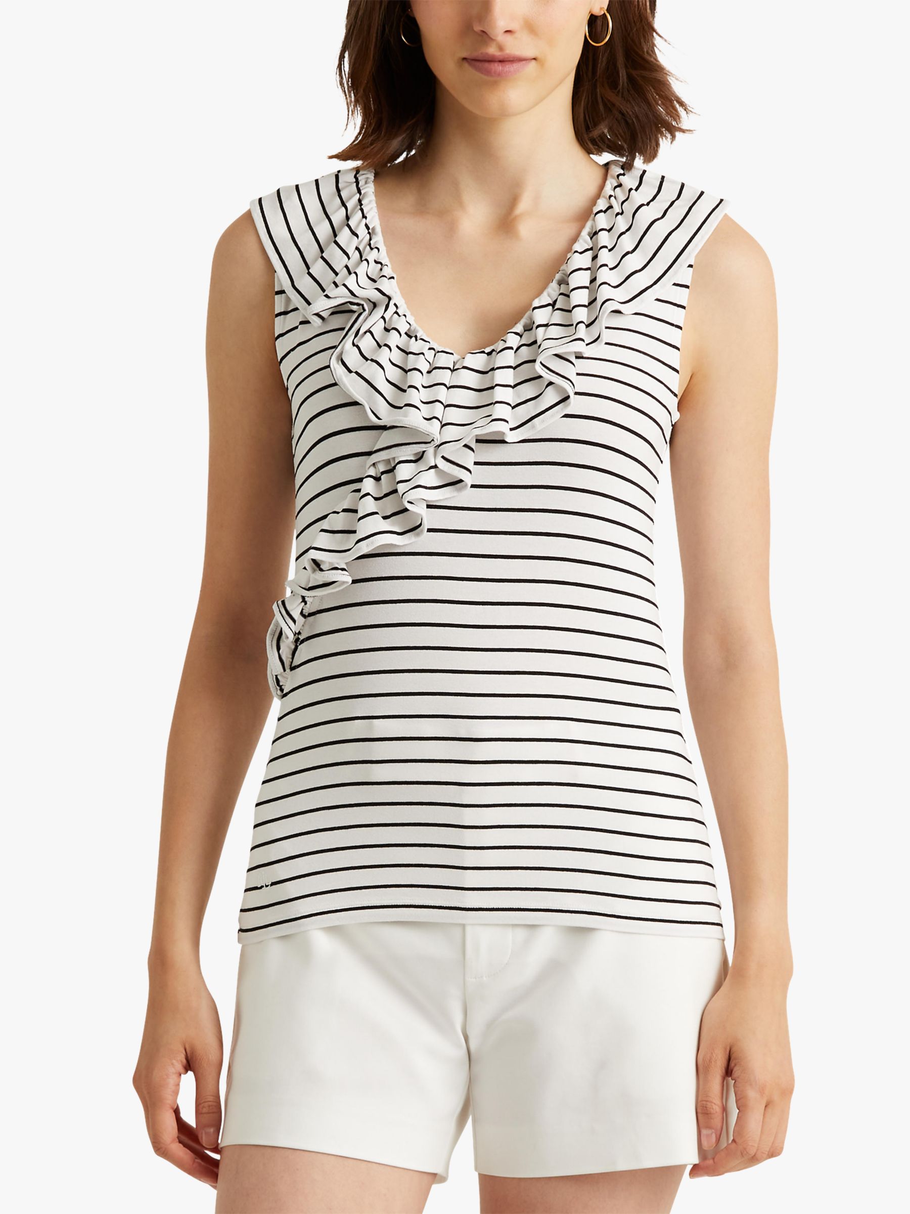 Lauren Ralph Lauren Dolomeo Sleeveless Stripe Top, White/Polo Black
