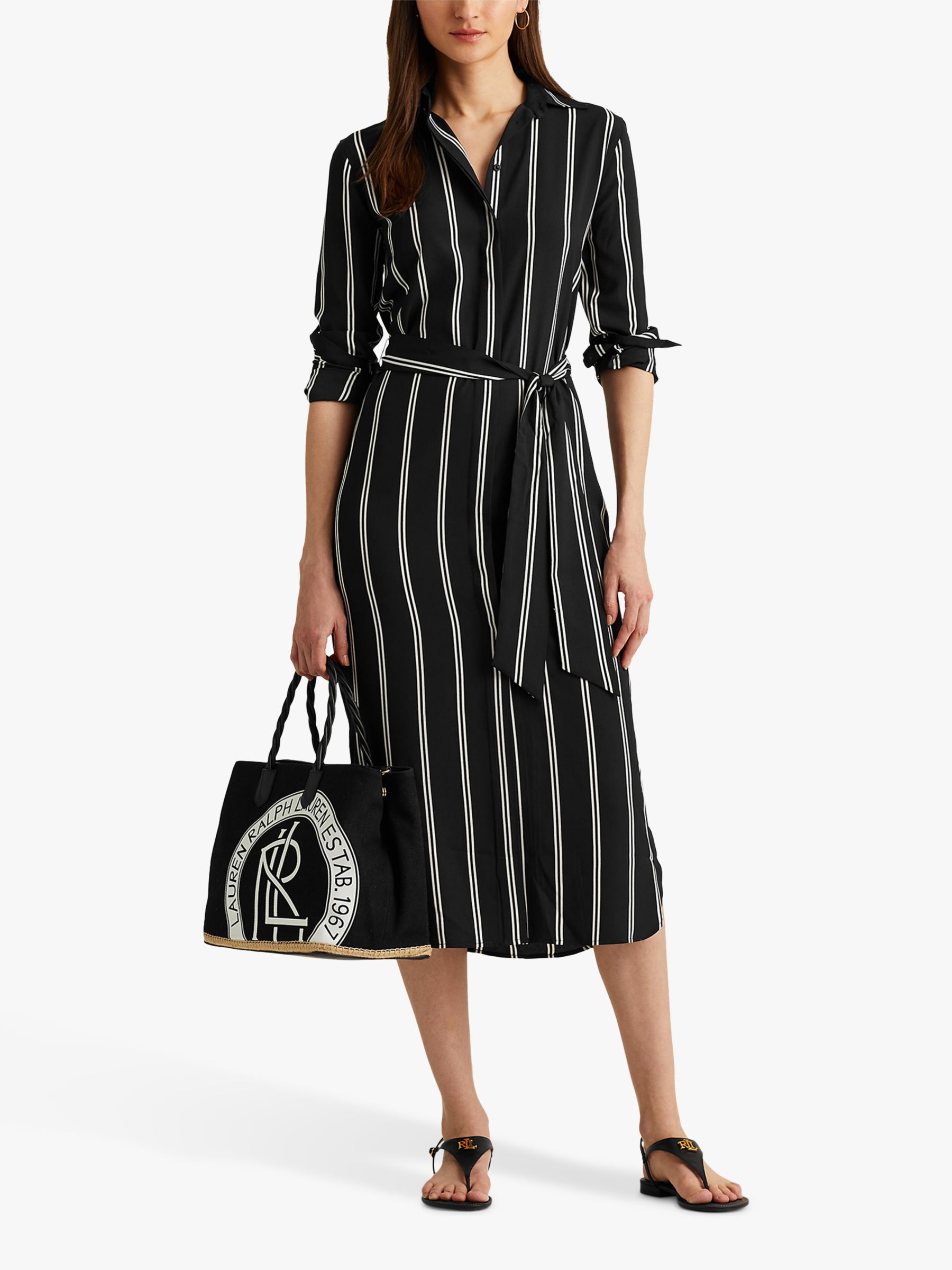 ralph lauren black and white striped dress