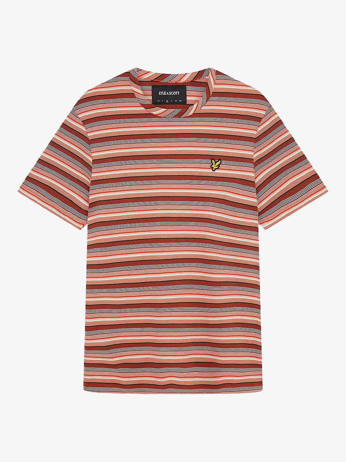 Lyle & Scott Multi Stripe T-Shirt, Burnt Orange at John Lewis & Partners