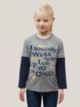 Fabric Flavours Kids' Harry Potter Long Sleeve T-Shirt, Charcoal Grey
