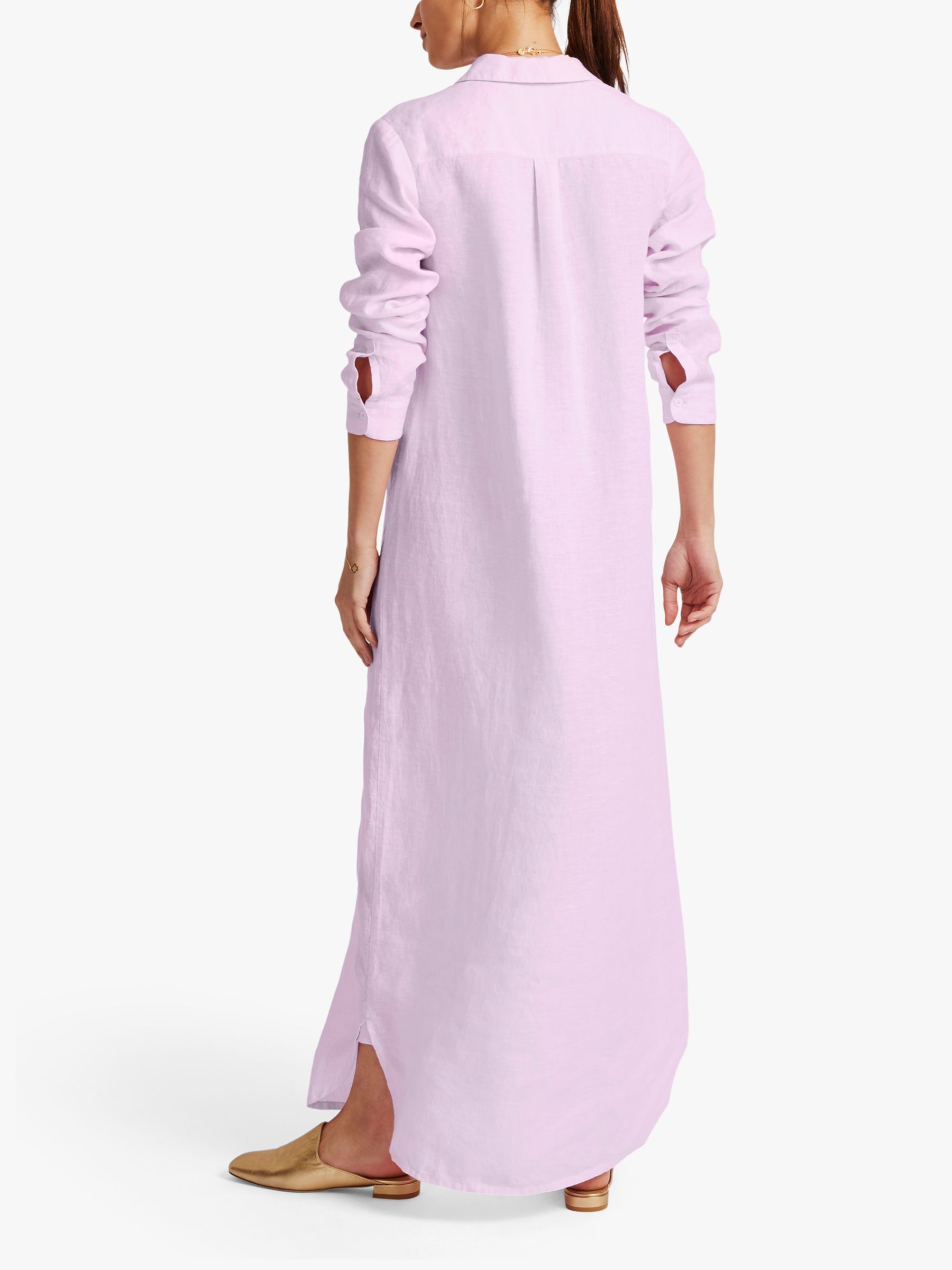 NRBY Chrissie Linen Maxi Shirt Dress, Pink Sorbet, XS