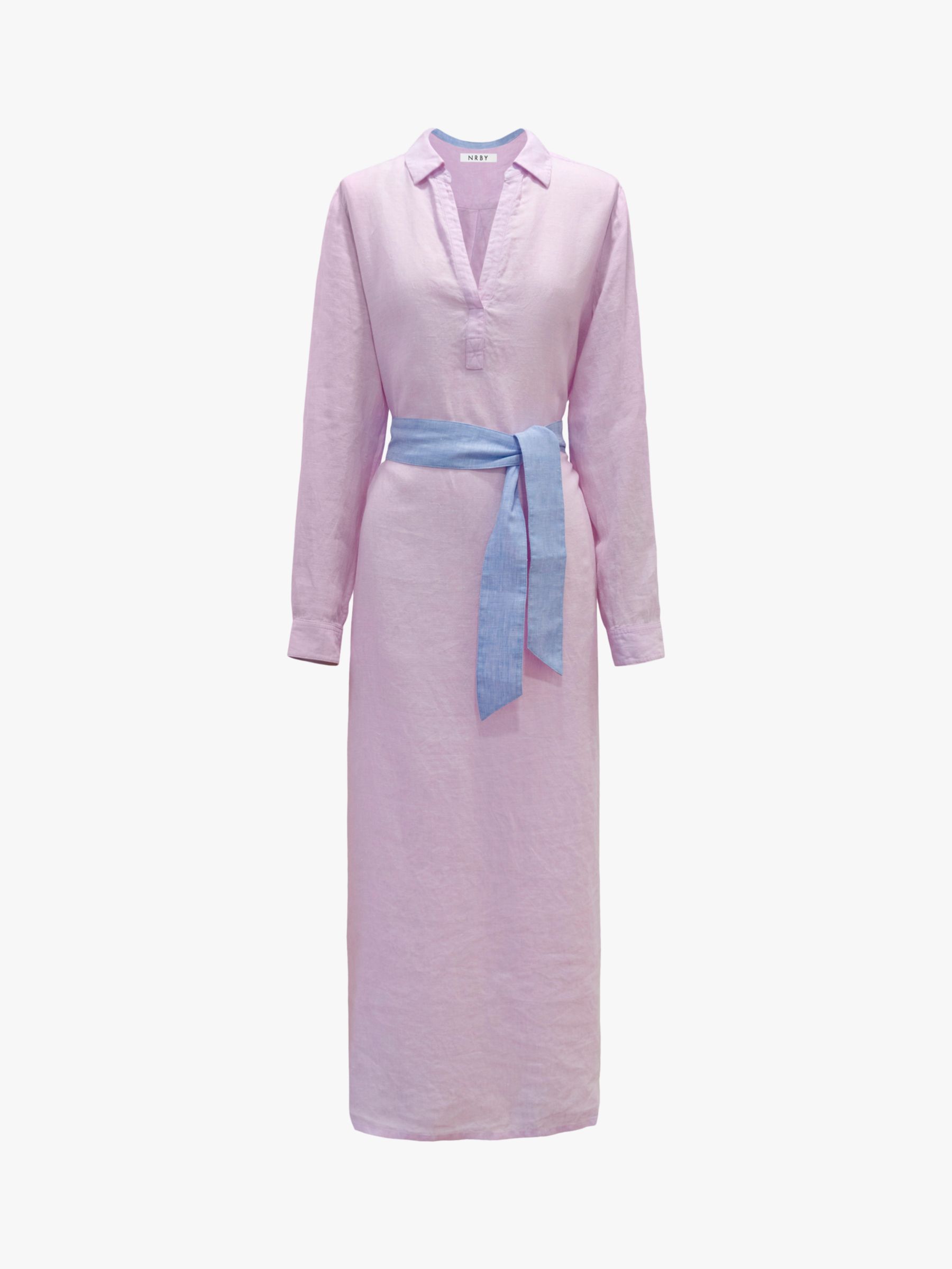 NRBY Chrissie Linen Maxi Shirt Dress, Pink Sorbet, XS