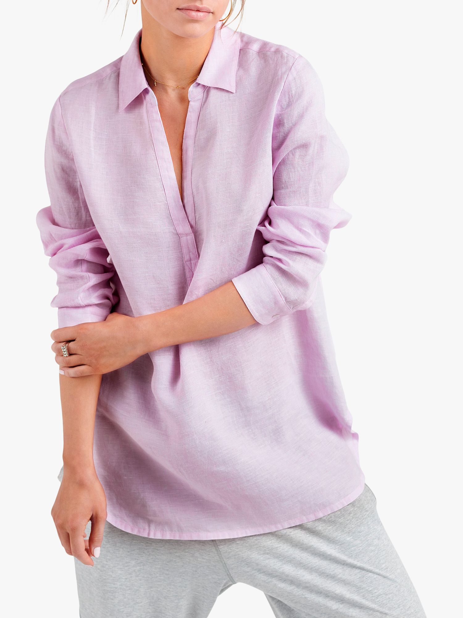 NRBY Chrissie Linen Shirt, Pink Sorbet at John Lewis & Partners