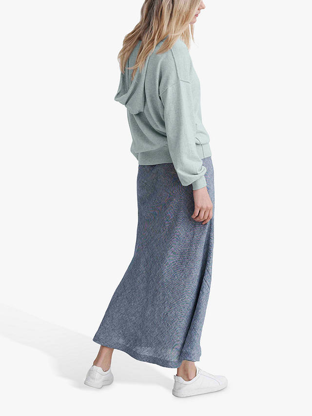NRBY Tabby Linen Skirt, Blue/Grey Chambray