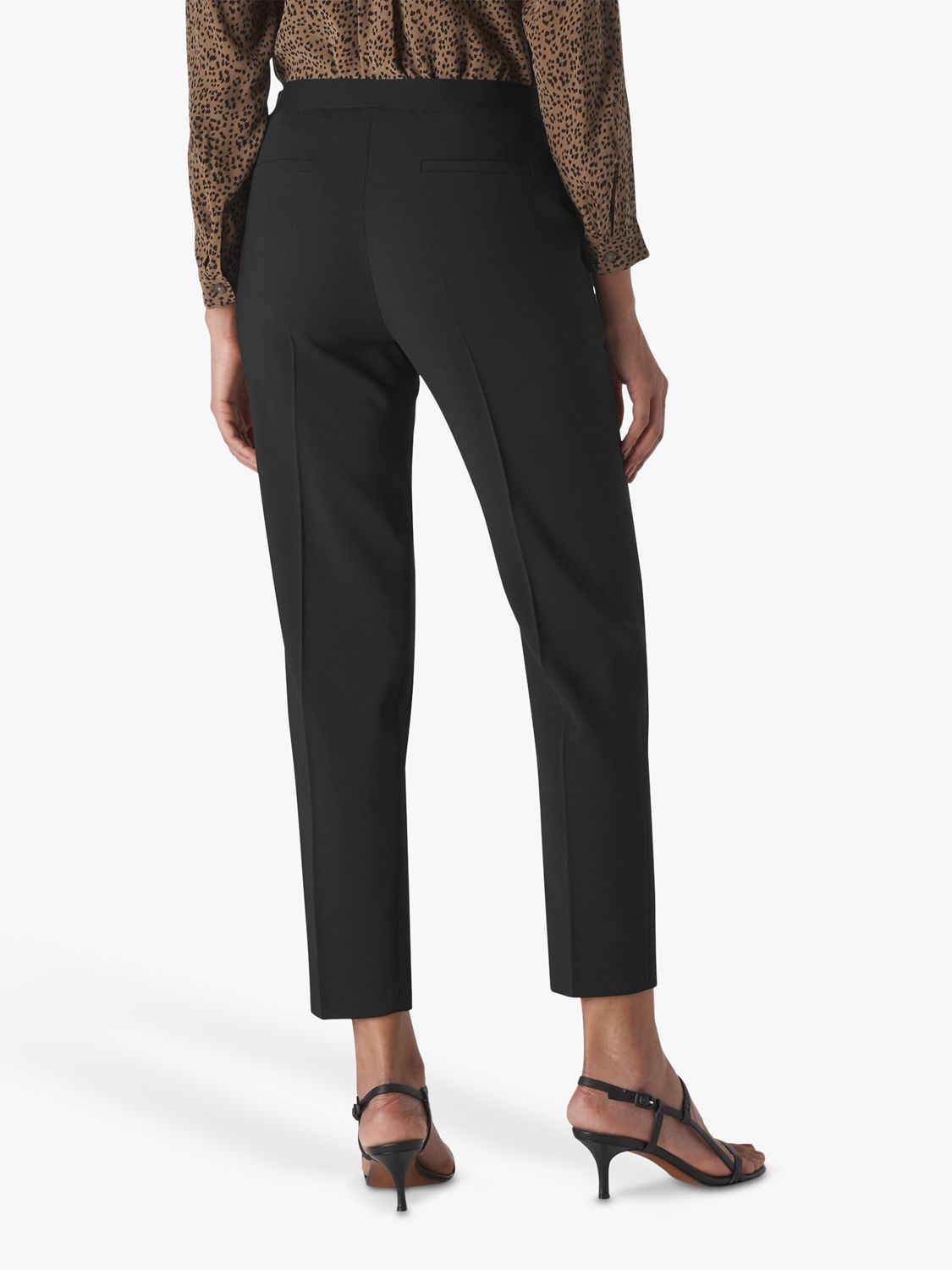 Whistles Anna Wool Blend Trousers, Black at John Lewis & Partners