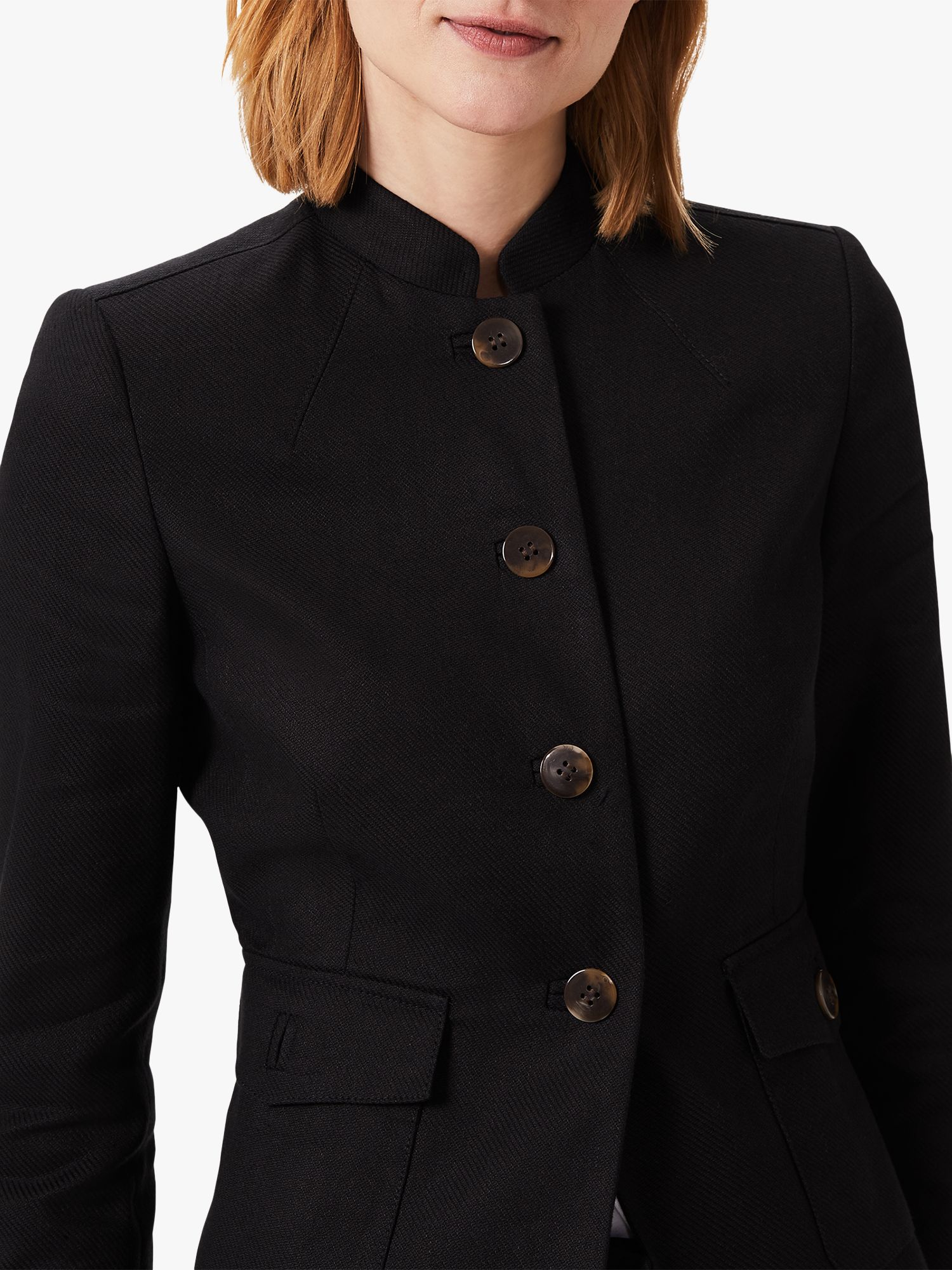 Hobbs Linen Blazer Jacket, Black at John Lewis & Partners