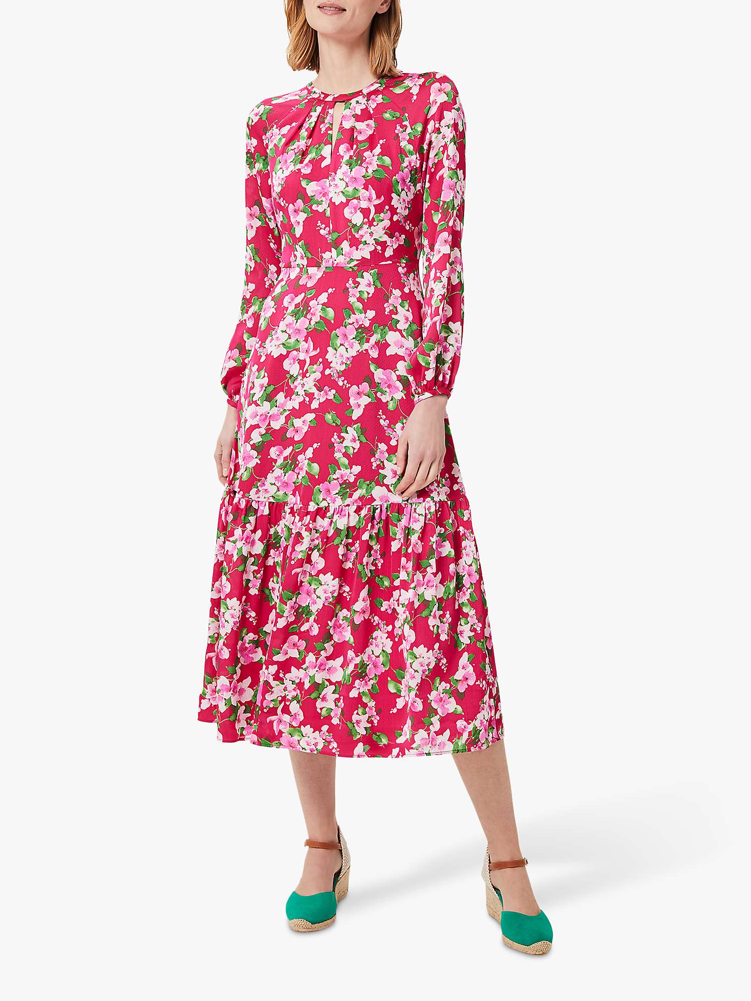 Buy Hobbs Marilyn Floral Midi Dress, Fuchsia/Multi Online at johnlewis.com
