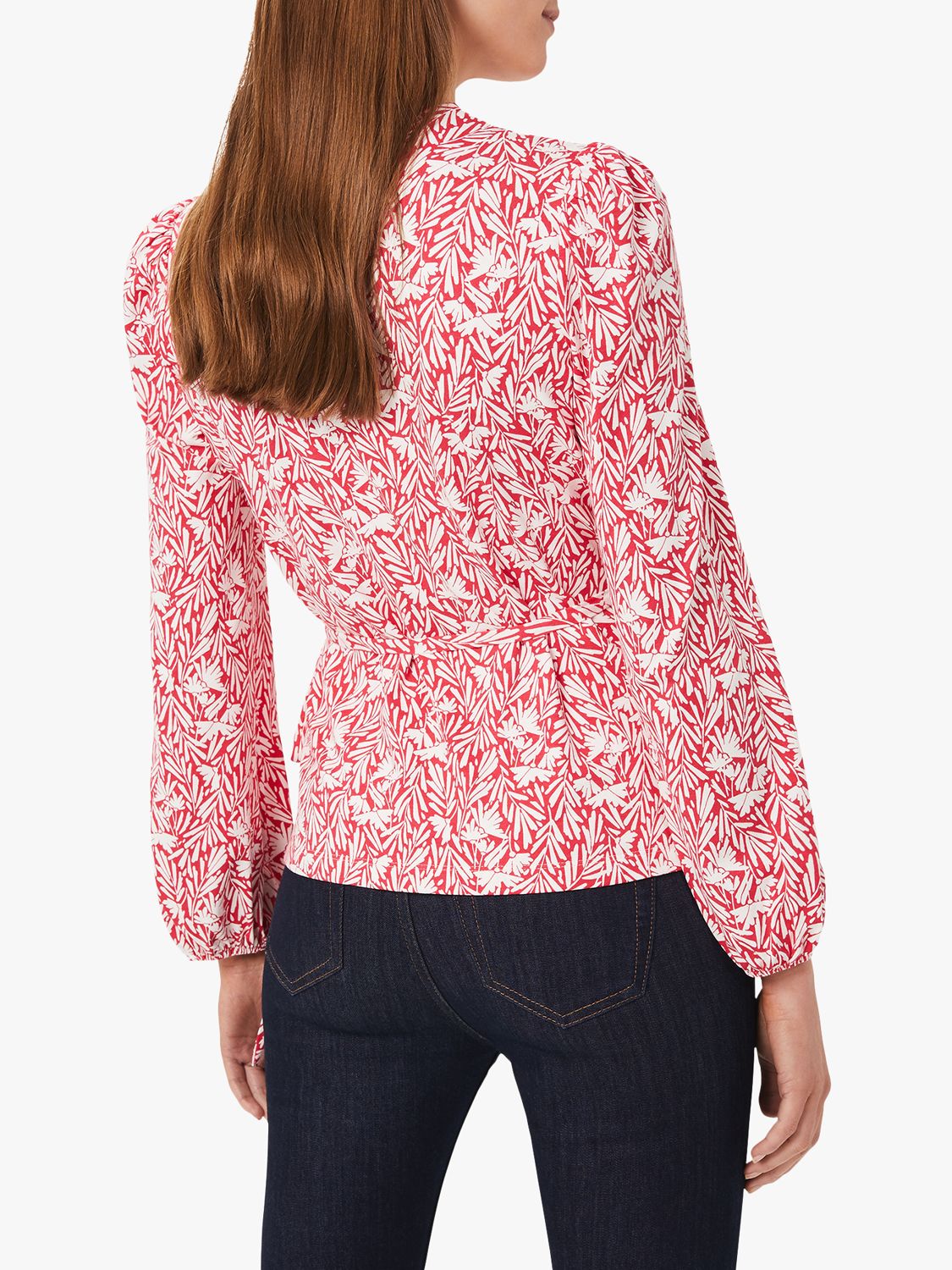 Hobbs Livvy Wrap Floral Top, Coral Red at John Lewis & Partners