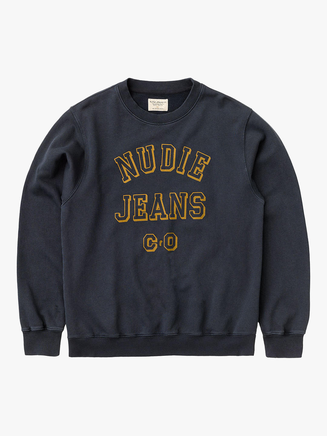 Nudie Jeans Lasse Relaxed Fit Logo Sweatshirt, Navy at John Lewis ...