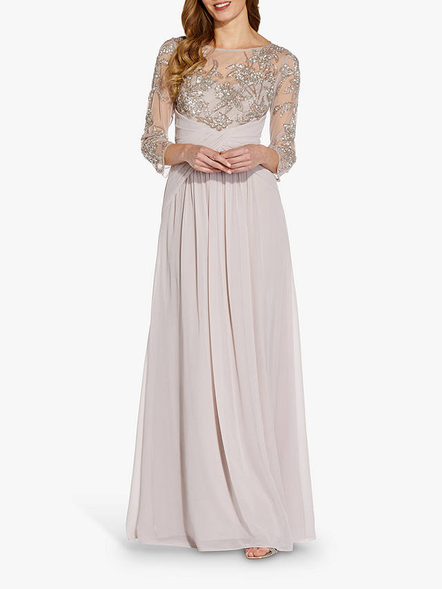 Adrianna Papell Beaded Bodice Maxi Gown, Marble at John Lewis 
