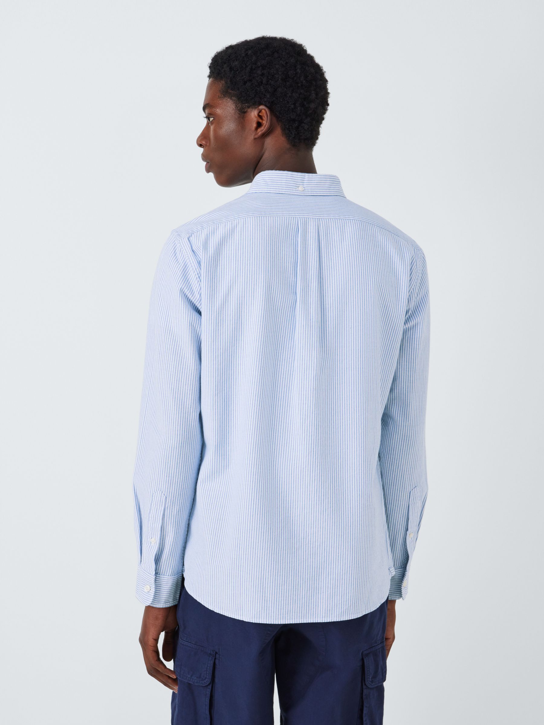 John Lewis Slim Fit Stripe Oxford Shirt, Blue, S