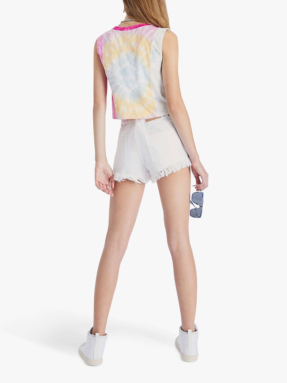 Buy French Connection Roksana Denim High Waist Shorts, Summer White Online at johnlewis.com