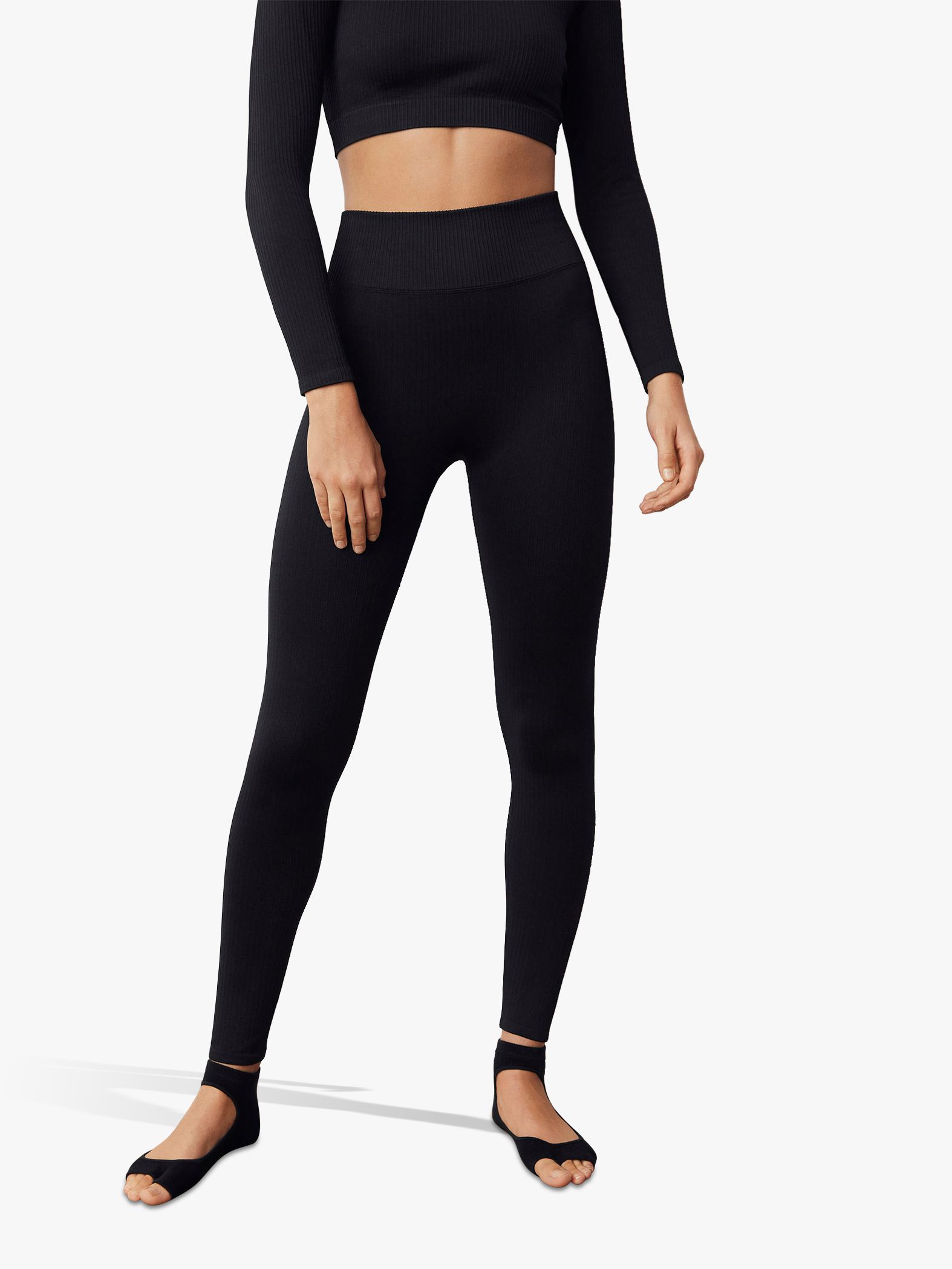 Mango Seamless Leggings, Black at John Lewis & Partners