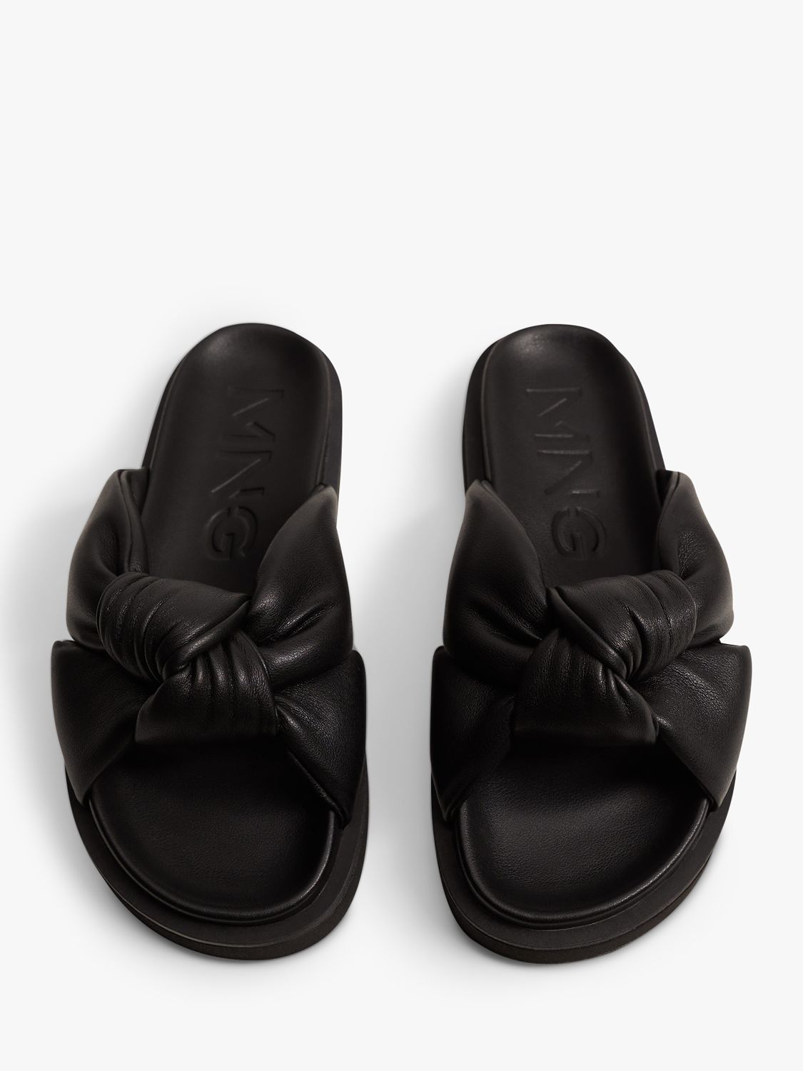 Mango Platform Knot Slider Sandals, Black