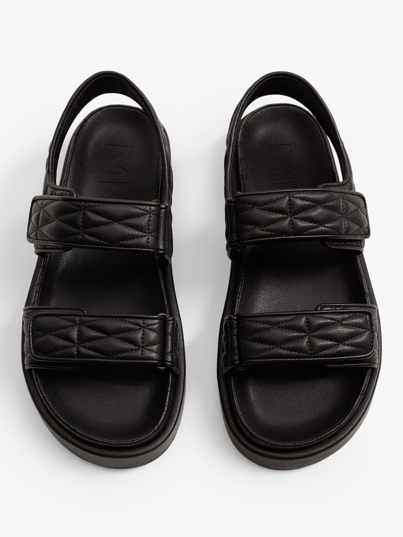 Mango Quilted Strap Sandals, Black at John Lewis & Partners