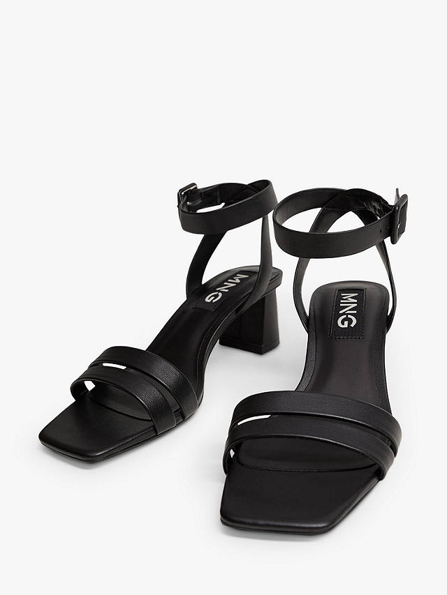 Mango Strip Heeled Sandals, Black at John Lewis & Partners