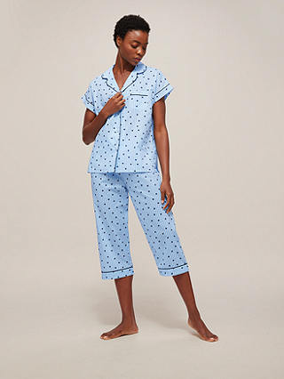John Lewis Starlette Stars and Stripes Cotton Pyjama Set, Blue