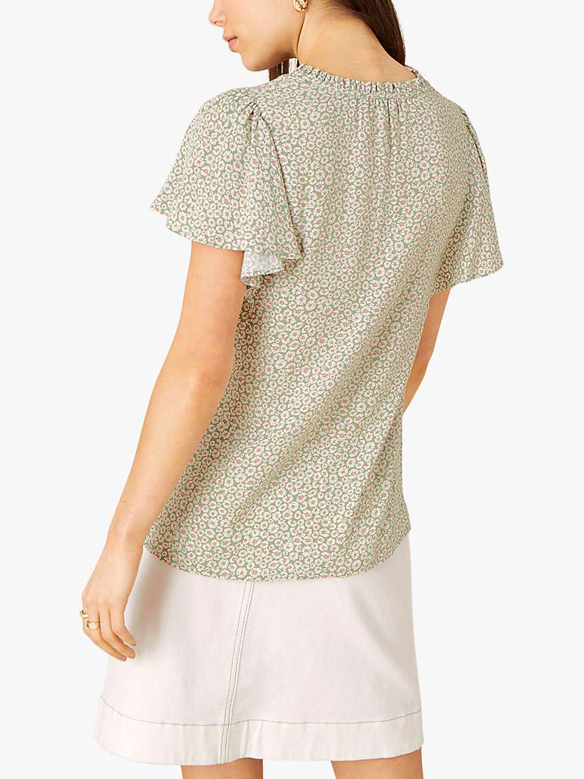 Buy Monsoon Daisy Print Short Sleeve Blouse, Green Online at johnlewis.com