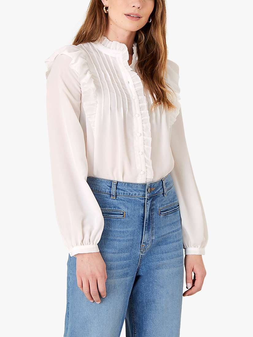 Buy Monsoon Ruffle Detail Lace Blouse, Ivory Online at johnlewis.com
