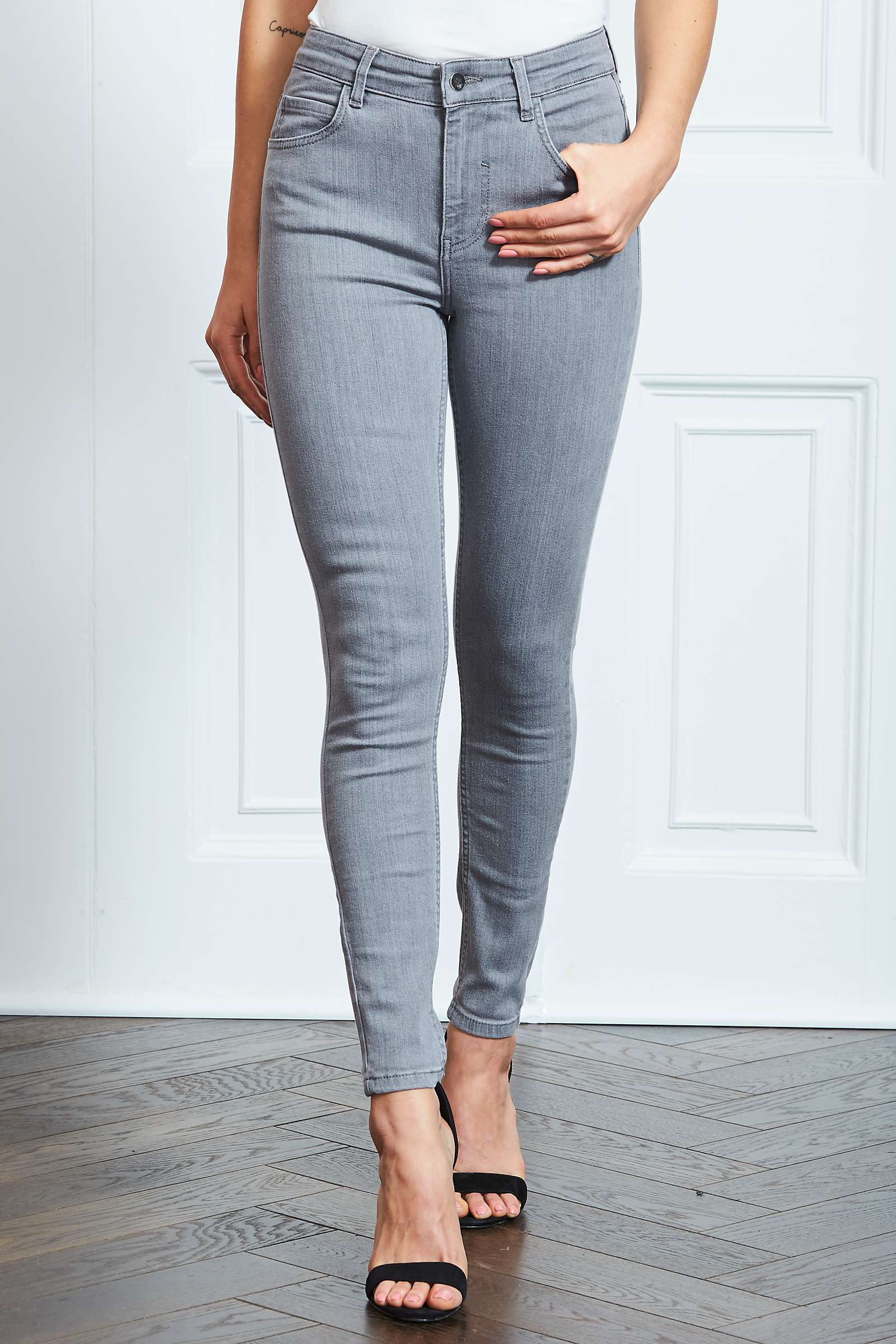 Buy Sosandar Perfect Skinny Jeans, Light Grey Online at johnlewis.com