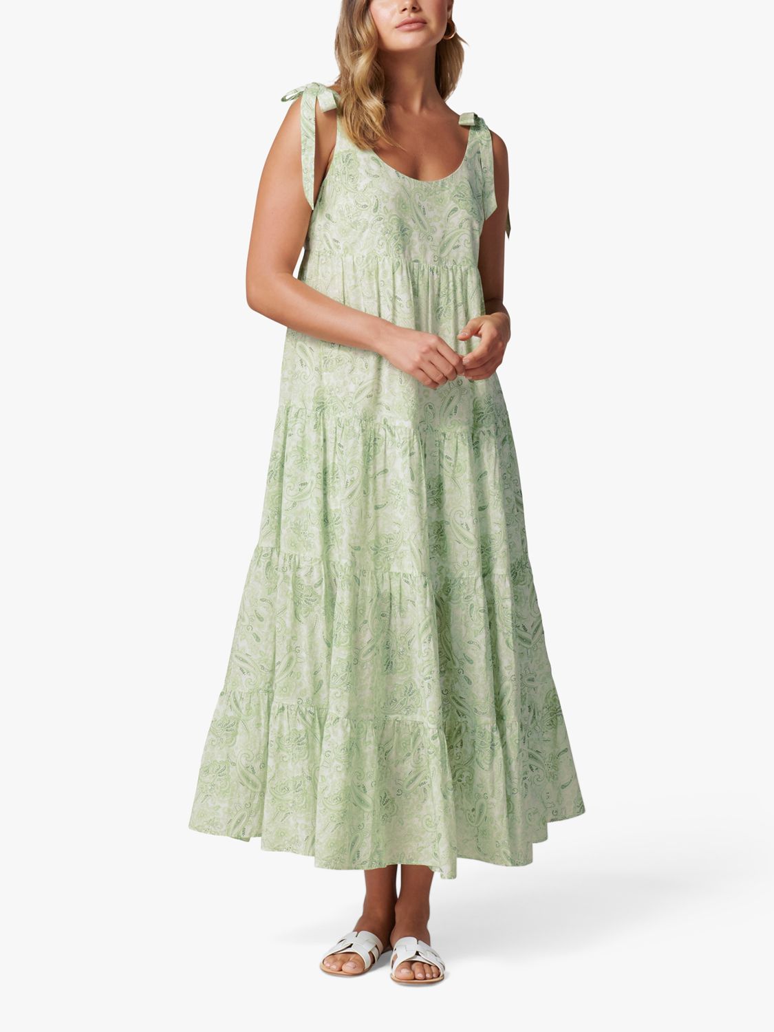 Forever New Nicole Paisley Print Tiered Maxi Dress, Evergreen Paisley
