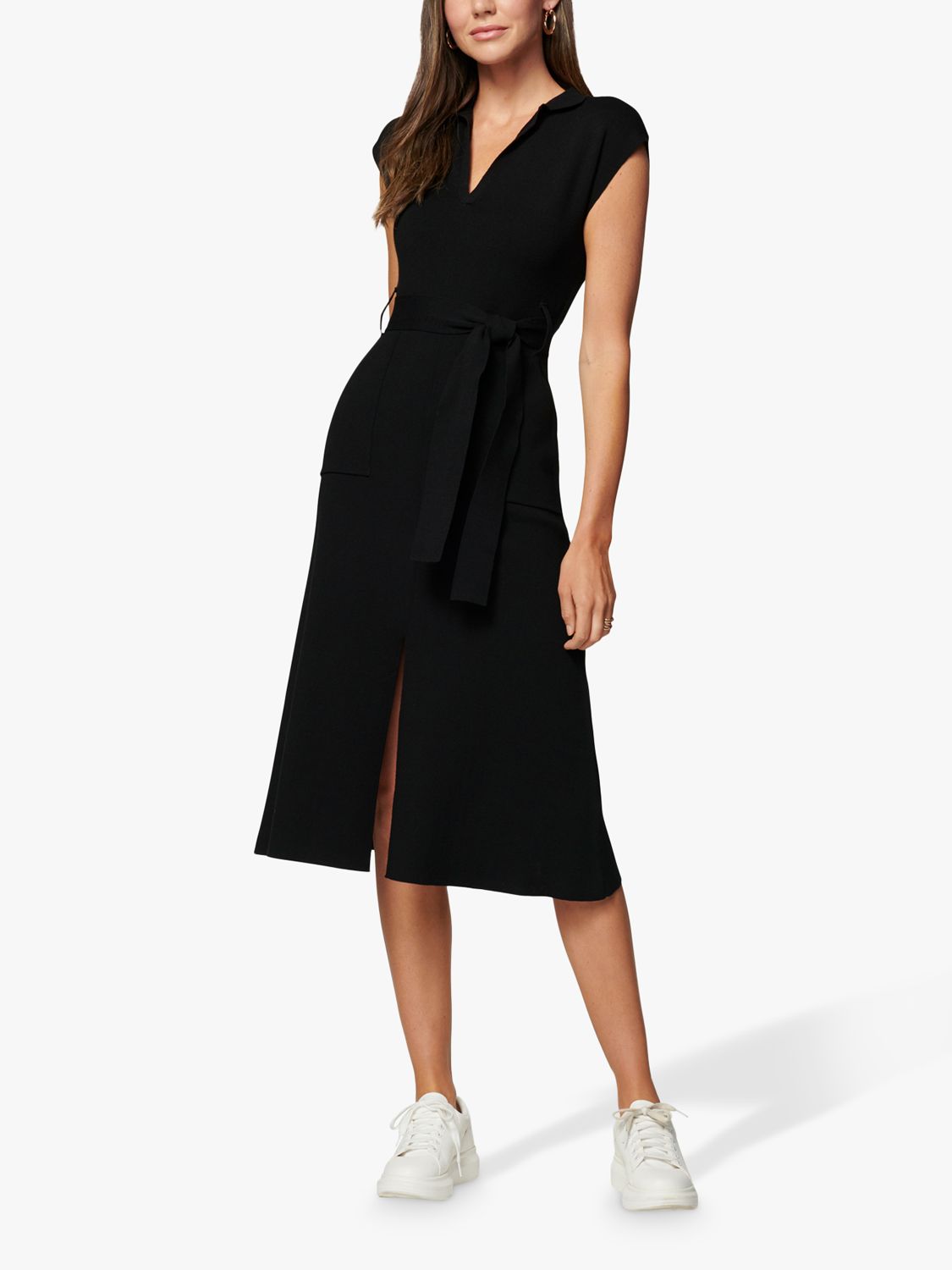 Forever New Mari Knit Split Hem Midi Dress, Black at John Lewis & Partners