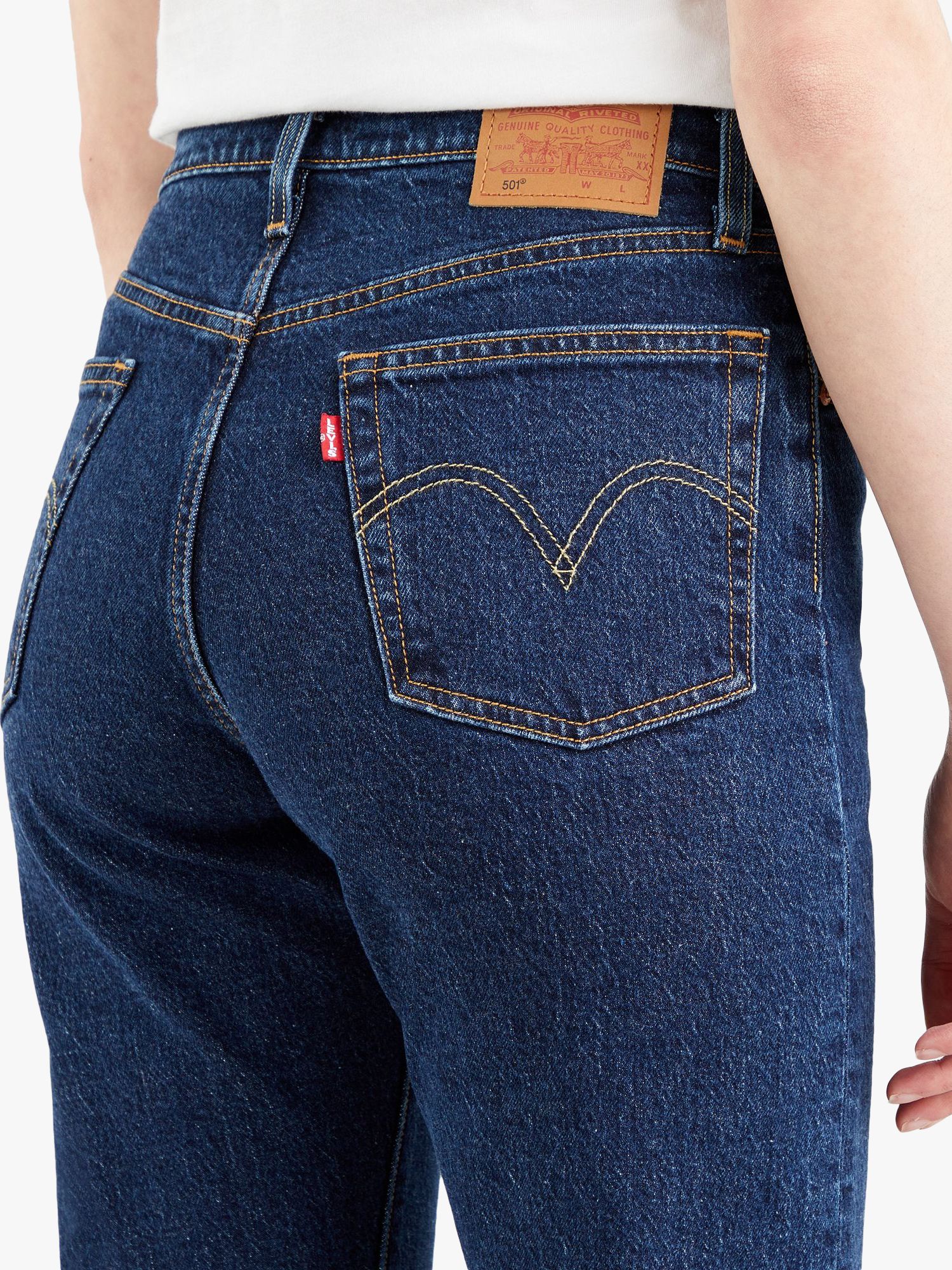 Levi's 501 Cropped Jeans, Salsa Stonewash at John Lewis & Partners