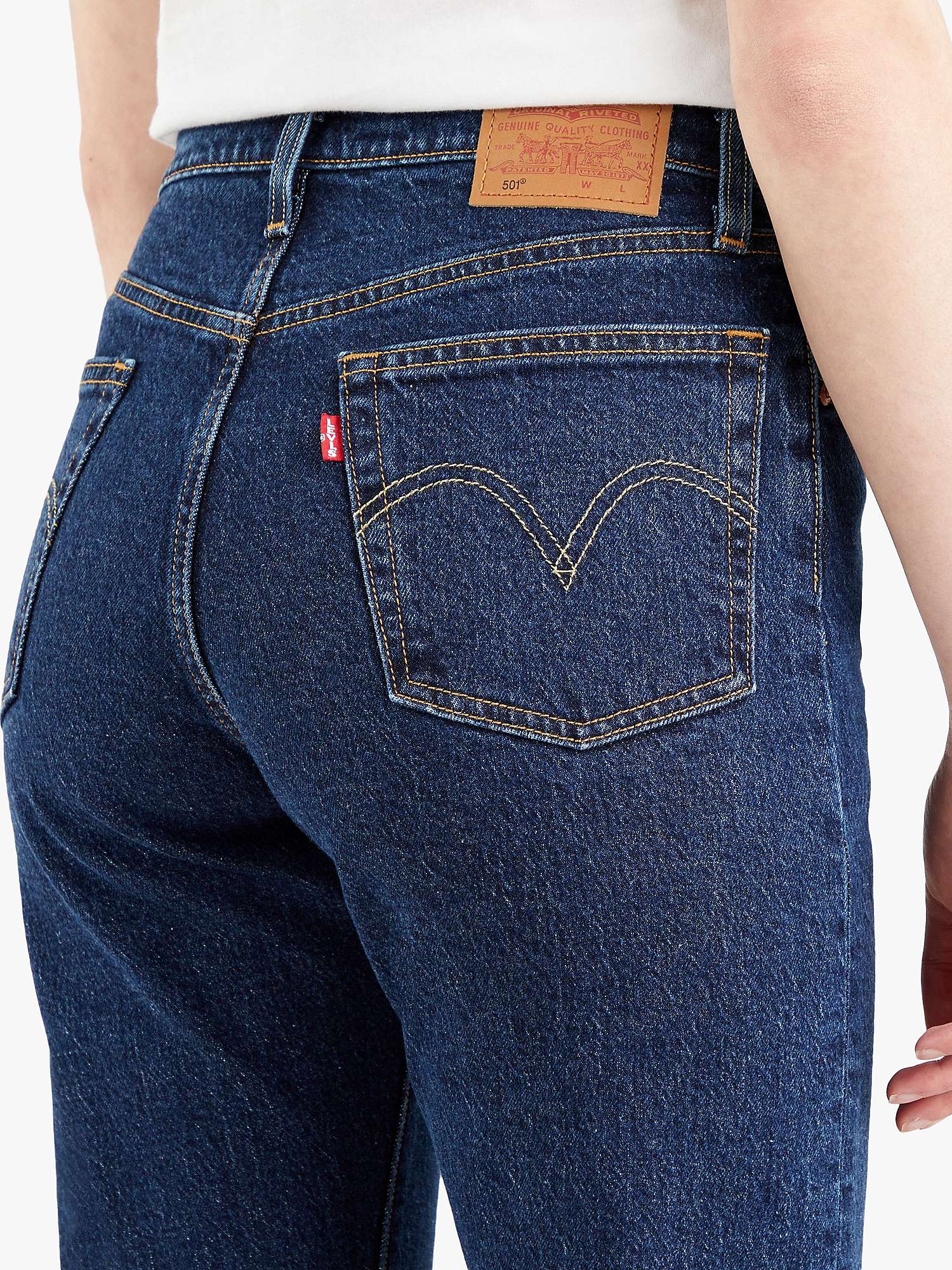 Levi's 501 Cropped Jeans, Salsa Stonewash at John Lewis & Partners