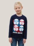 Fabric Flavours Kids' Star Wars Long Sleeve T-Shirt, Navy Blue