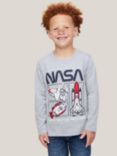 Fabric Flavours Kids' NASA Rocket Long Sleeve T-Shirt, Grey