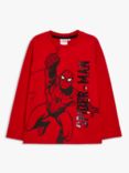 Fabric Flavours Kids' Spiderman Graphic Sequin Long Sleeve Top, Red/Black