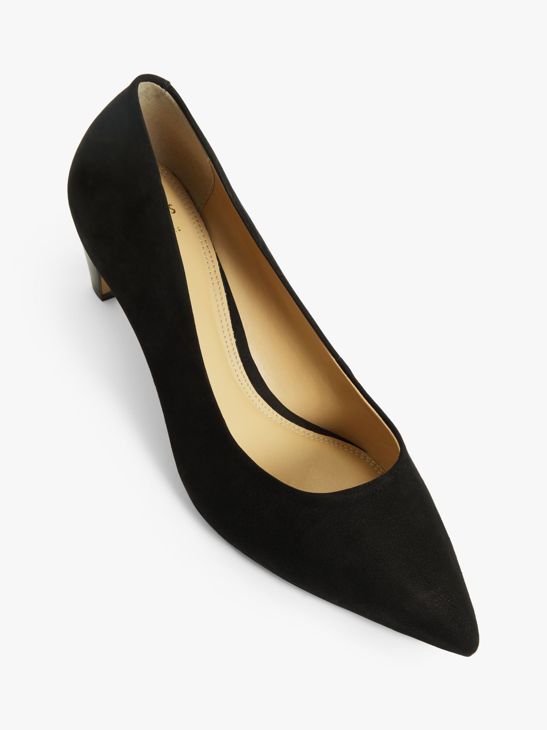 John Lewis Alley Nubuck Pointed Stiletto Heel Court Shoes, Black at ...