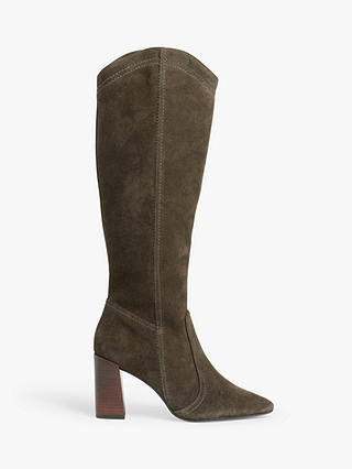 AND/OR Santino Suede Knee High Western Boots, Dark Brown