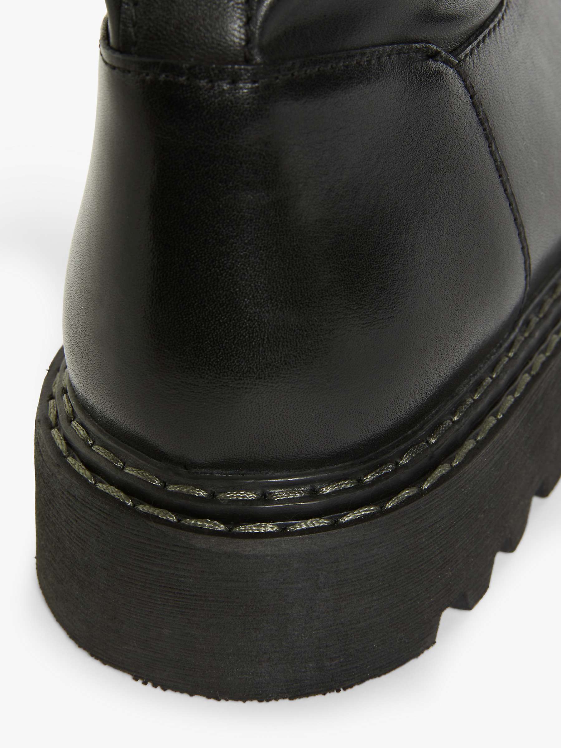 Buy Kin Perel Leather Chunky Sole Stretch Ankle Boots, Black Online at johnlewis.com
