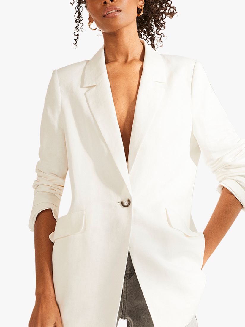 Mint Velvet Single Breasted Blazer, Ivory at John Lewis & Partners