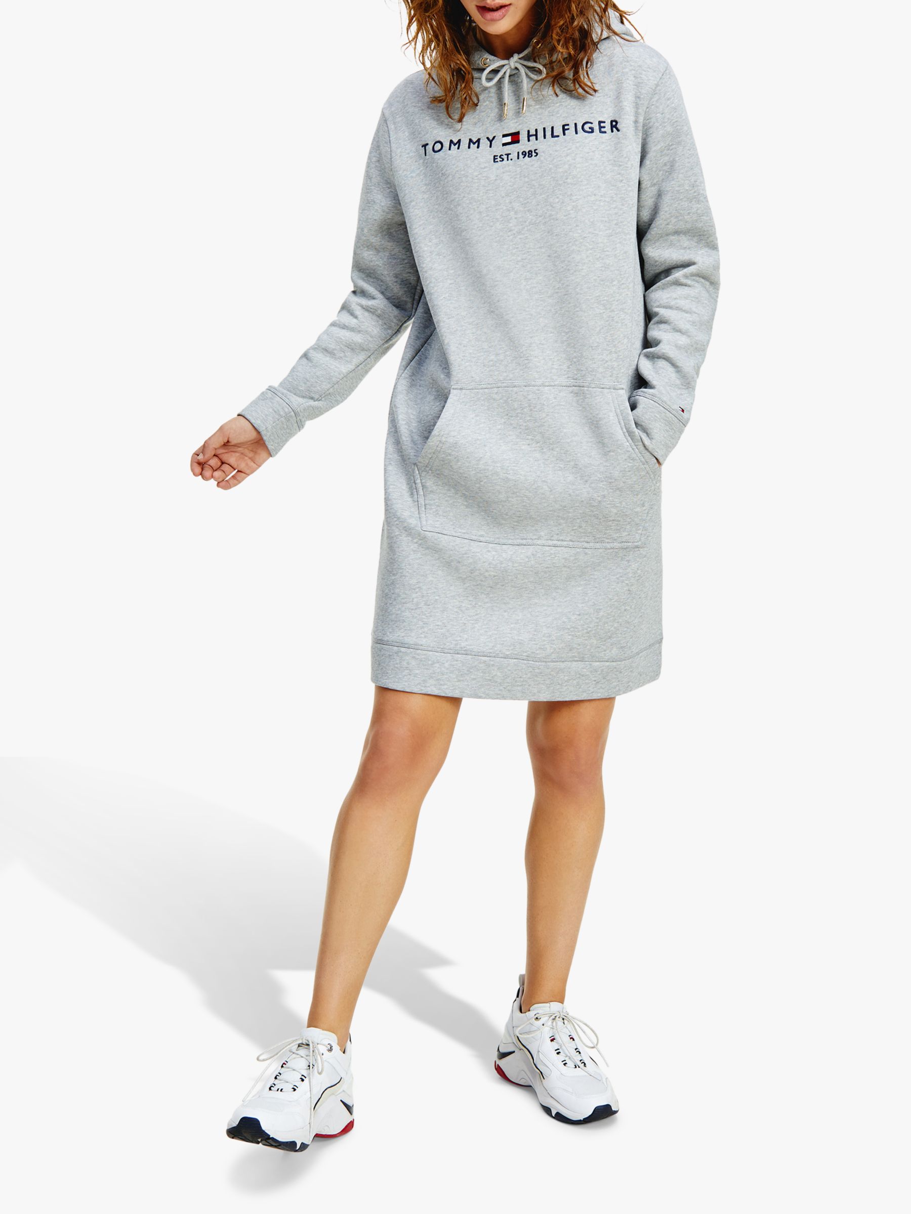 Tommy Hilfiger Essential Logo Front Sweatshirt Dress, Light Grey Heather