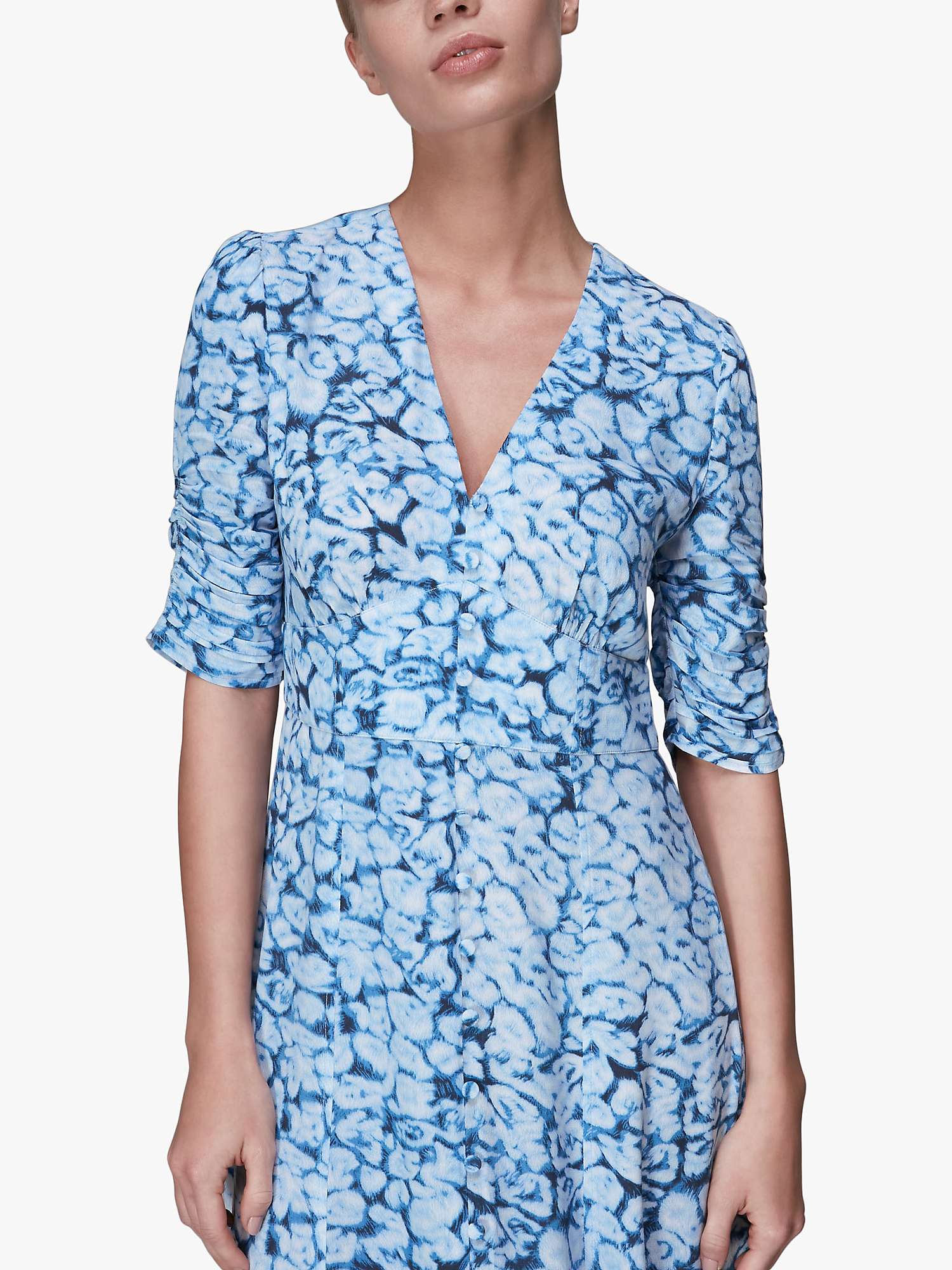 Buy Whistles Clouded Leopard Print Midi Dress, Blue/Multi Online at johnlewis.com