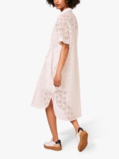 French Connection Agee Anglaise Embroidered Shirt Dress, Summer White, XS
