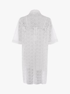 French Connection Agee Anglaise Embroidered Shirt Dress, Summer White, XS