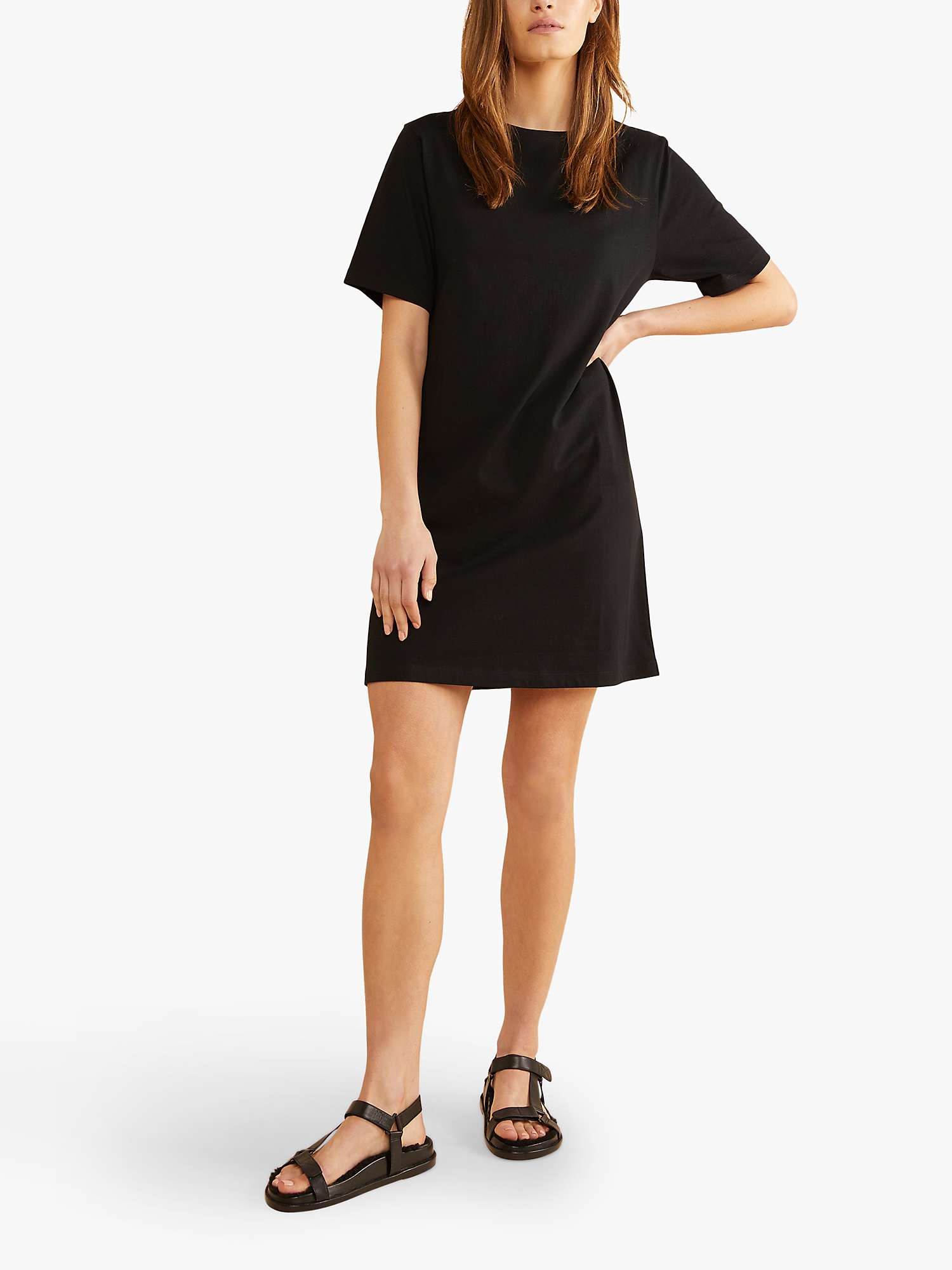 Albaray Organic Cotton T-Shirt Dress, Black at John Lewis & Partners