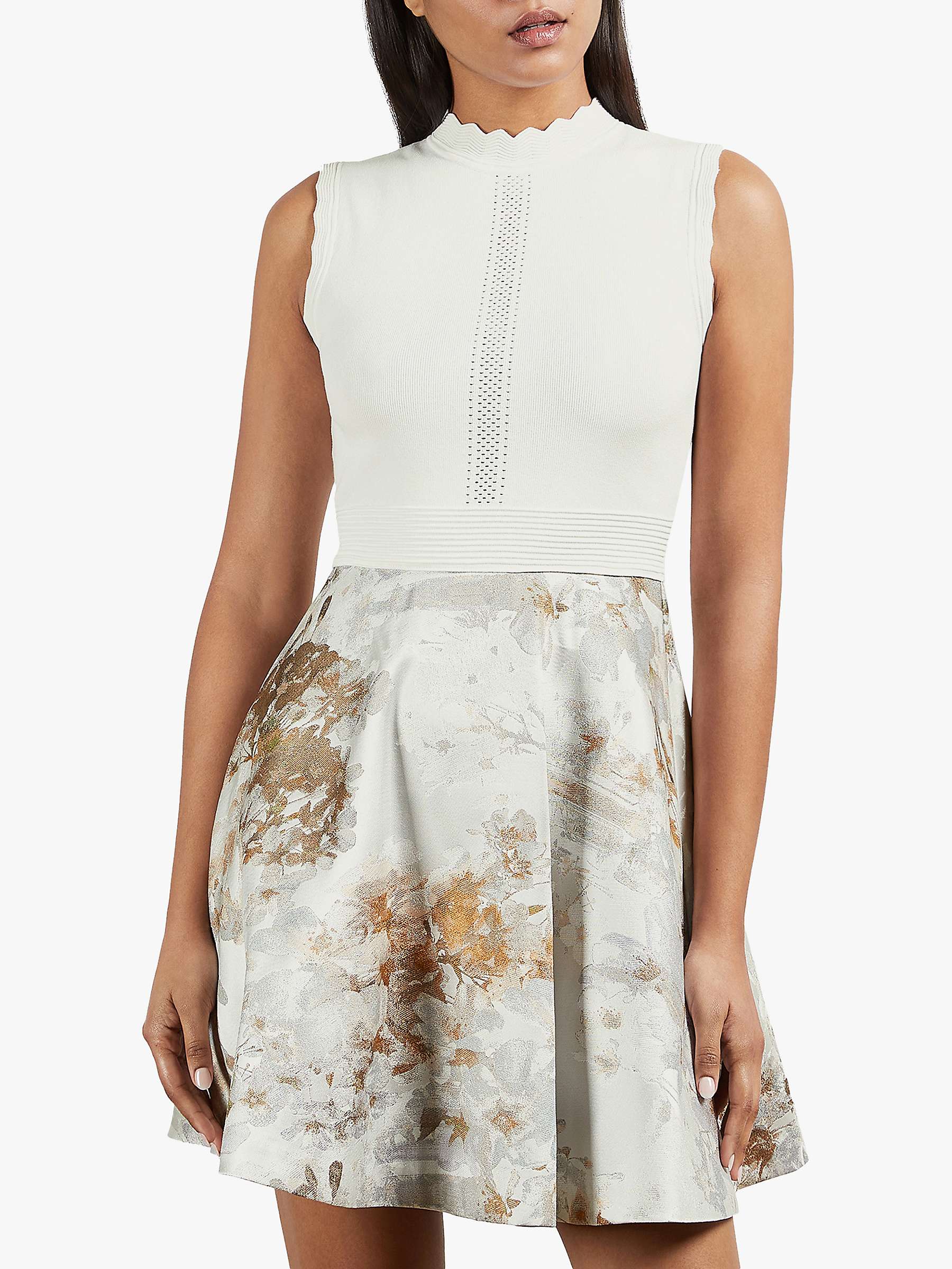 Buy Ted Baker Oliivee Jacquard Floral Mini Dress, White/Multi Online at johnlewis.com