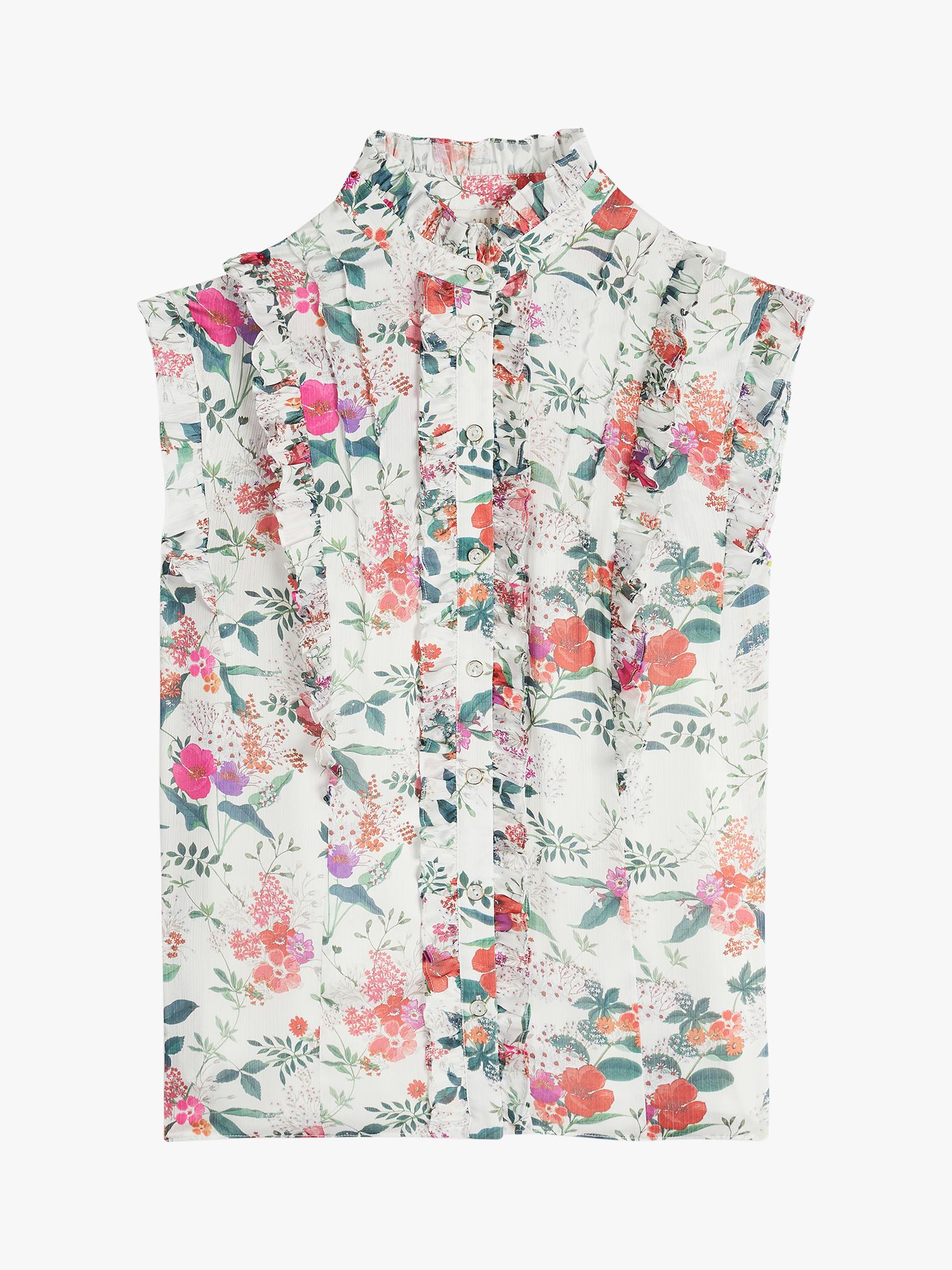 Ted Baker Maddox Floral Print Top, White/Multi