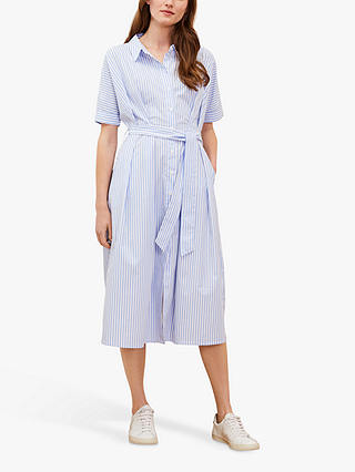 Baukjen Arbor Stripe Cotton Shirt Dress, Sky Blue/White