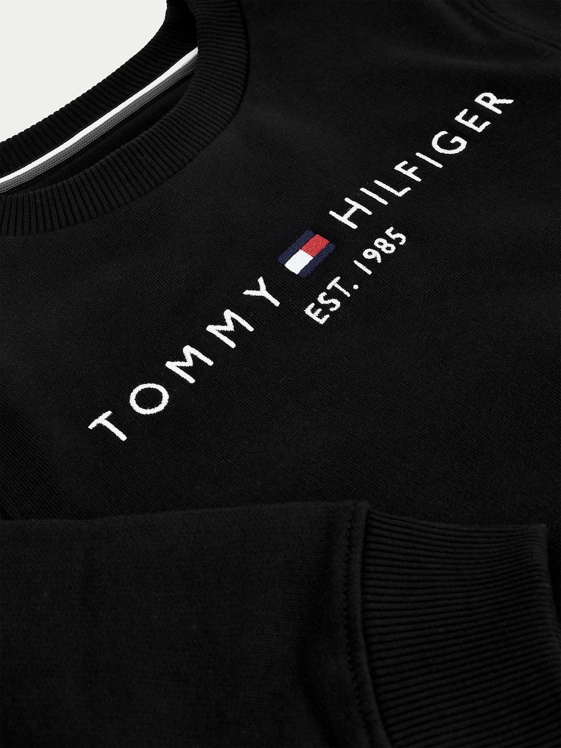 Tommy Hilfiger Kids' Essential Organic Cotton Logo Sweatshirt, Black at ...