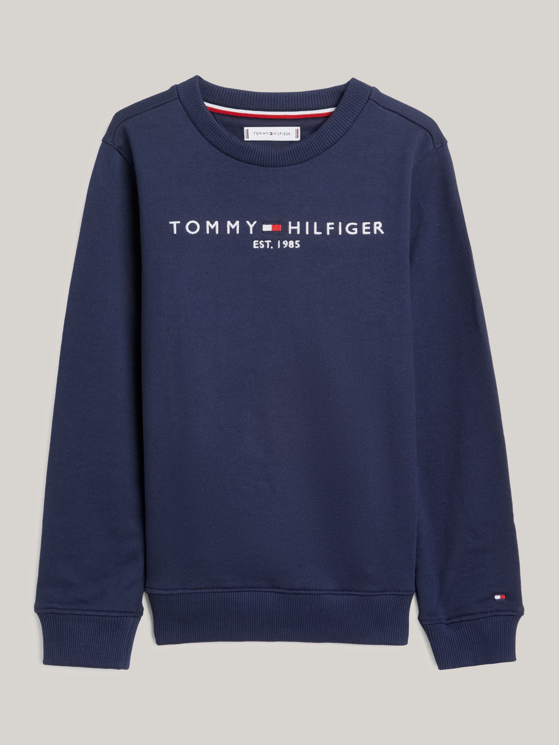Tommy Hilfiger Kids\' Essential Lewis John Cotton Navy Organic Twilight Sweatshirt, at Partners Logo 
