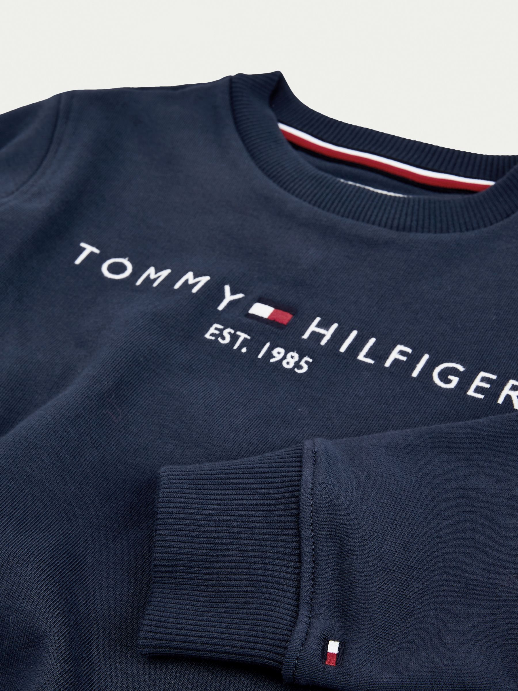 Tommy Hilfiger Kids' Essential Organic Cotton Logo Sweatshirt, Twilight  Navy at John Lewis & Partners