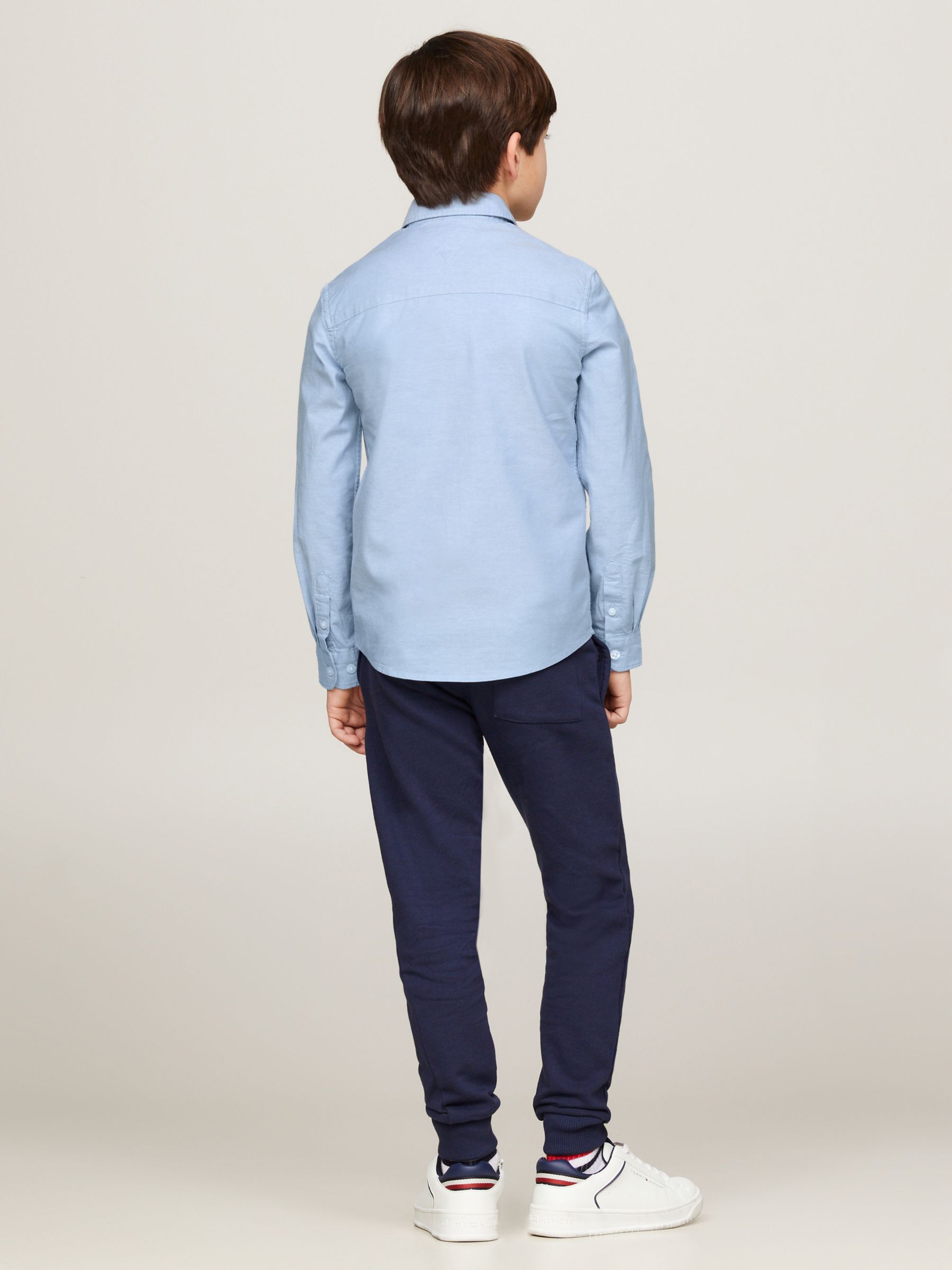 Tommy Hilfiger Kids' Organic Cotton Blend Stretch Oxford Shirt, Calm Blue, 3 years